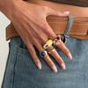 European and American ins special-shaped inlaid colored resin gemstone ring, niche splicing and smudging asymmetrical ring for women