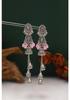Antique Indian-Style Rhinestone Oval Bell String Long Earrings