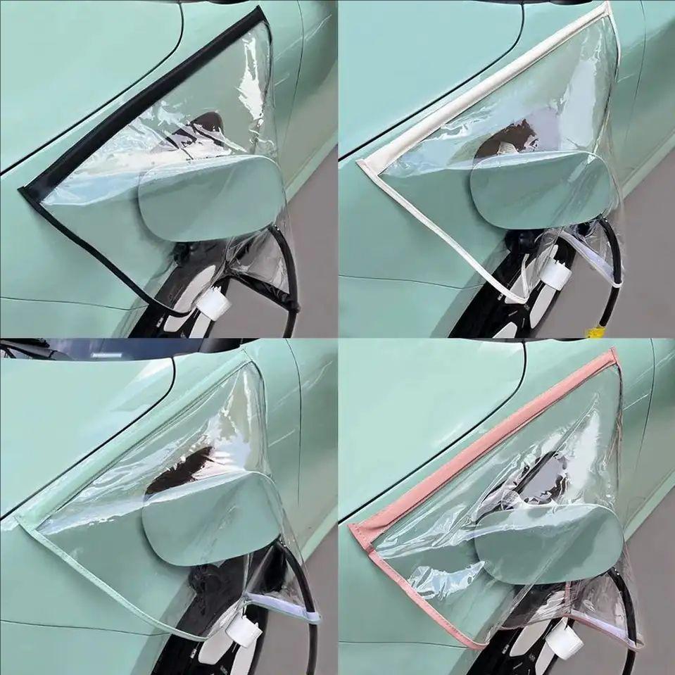 Car Charging Port Rain Cover, EV Charger Plug Cover Magnet Transparent Cover For Electric Vehicle Waterproof Outdoor Charging
