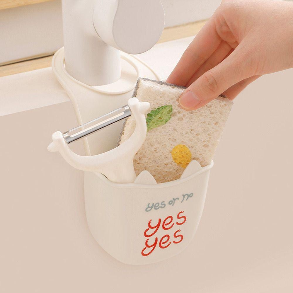 

Multifunctional Sink Drain Basket Silicone Dishwashing Sponge Holder for Faucet A