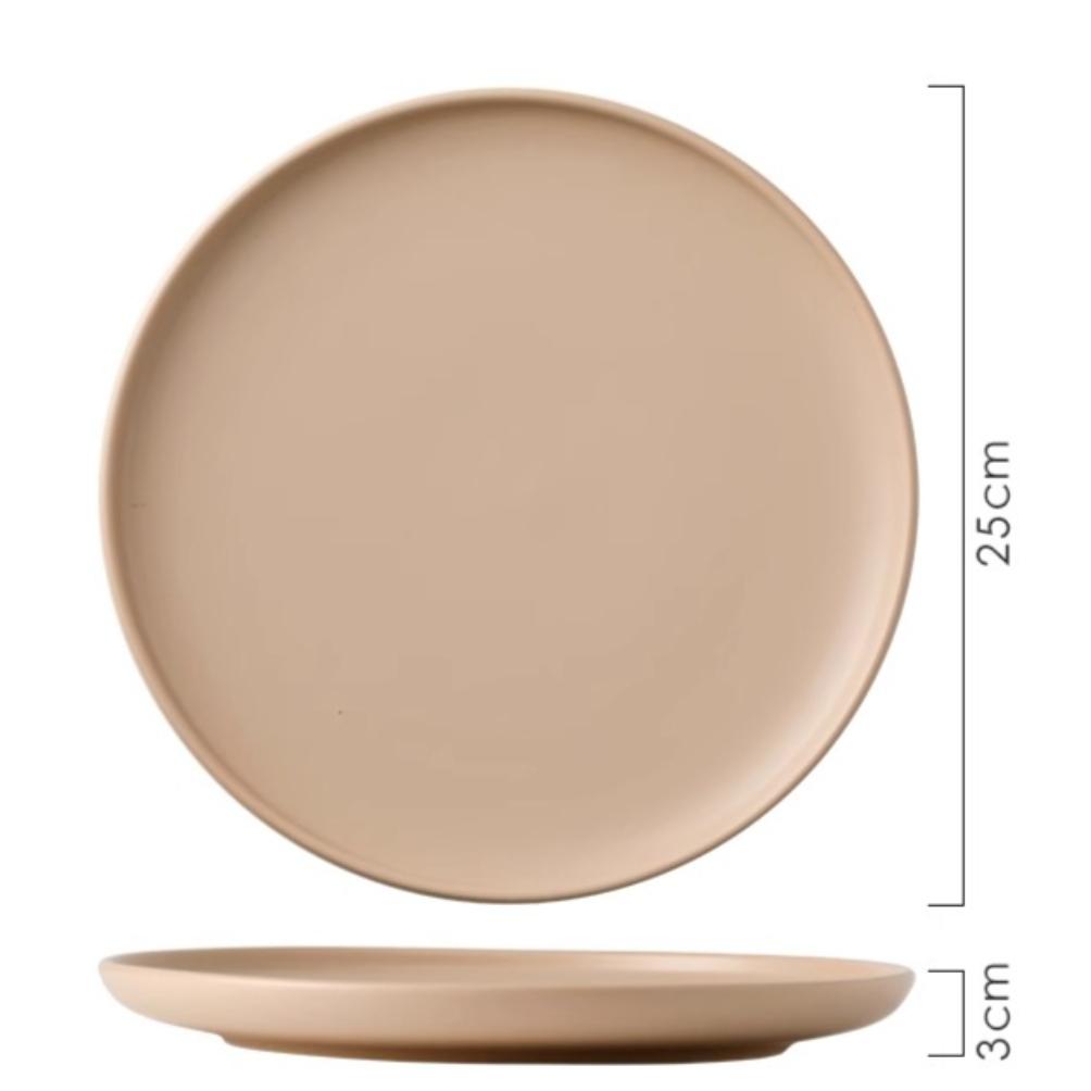 Keramik Runde Form Creme Farbe Teller Essgeschirr Sets Große Kapazität Teller Dessert Salatteller Schönes Tischgeschirr Tischservice