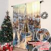 2pcs 2D Flat Printing Christmas Window Drapes Winter Village Versatile Durable Polyester Without Electricity Spring Party &