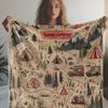 [Soft Vintage Route Mountain Blanket] Vintage Route Mountain and Car Printed Fleece Blanket: Warm, Comfortable, and Soft for Sof