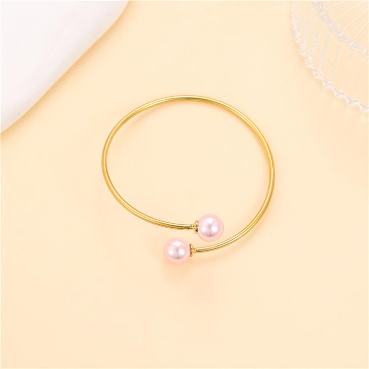 New Design Simple Stylish 18K Gold Colored Pearl Jewelry Adjustable Bracelet for Women