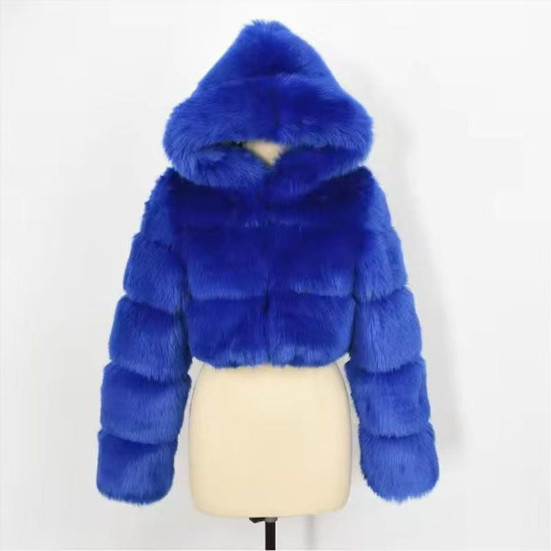 Damen S-6XL Kunstfuchs-Pelzmantel mit Kapuze - Europäischer und Amerikanischer Stil für Herbst/Winter