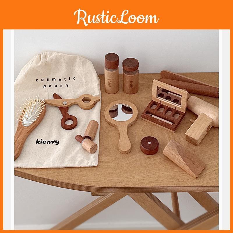 Funny Simulation Wooden Cosmetics And Hairdressing Props Children Toy Set