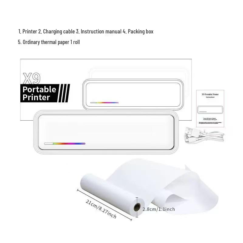 X9 Portable Inkless A4 Photo Printer - Bluetooth Mobile Thermal Printer