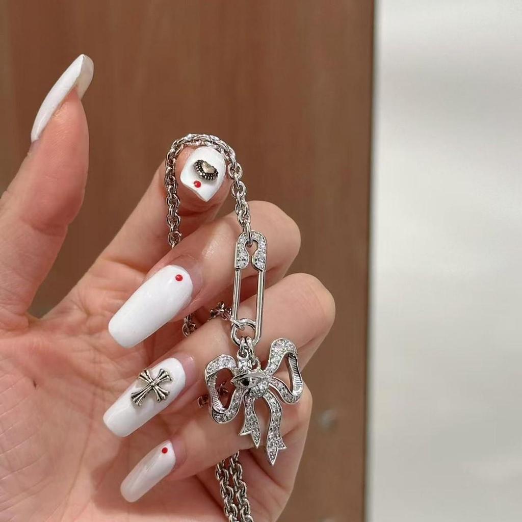 Unisex Retro Westwood Stone Cross Clavicle Necklace