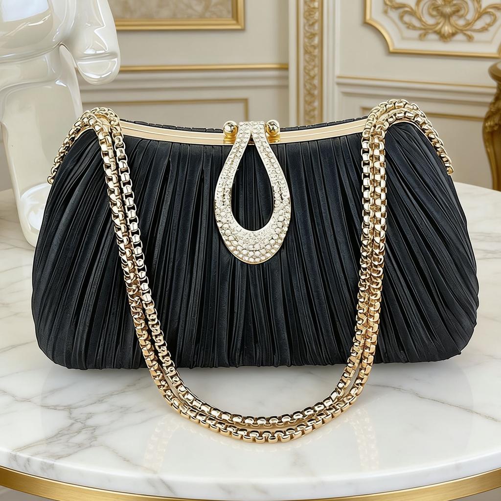 Geantă de Seară Nouă, Culoare Pură, plisată, Simplă, Versatilă, Trendy, Stil Qipao, de Bal, pentru Mireasă, Geantă de Mână pentru Femei, Stil Transfrontalier, Potrivire Zilnică