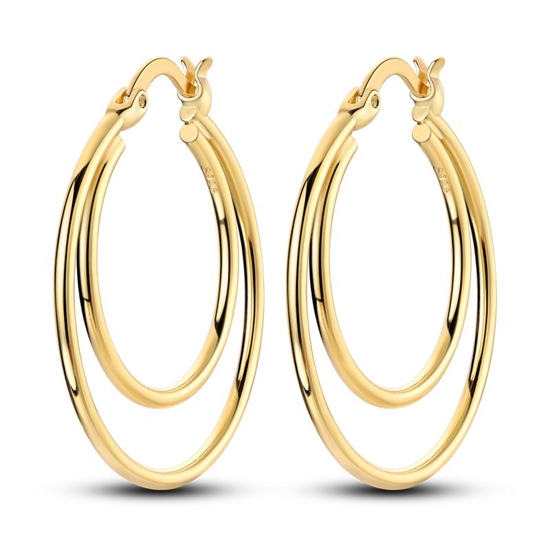 New 925 Sterling Copper Gold Color Hoop Earrings Butterfly Paved CZ Stone Original Golden Earrings For Women Fine Zircon Gift