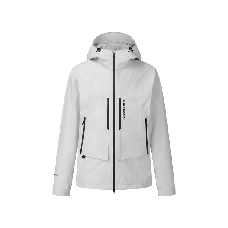 Salomon Fashion Letter Hiking Waterproof Hooded Long Sleeve Jacket Men Jackets Light-Gray C30067