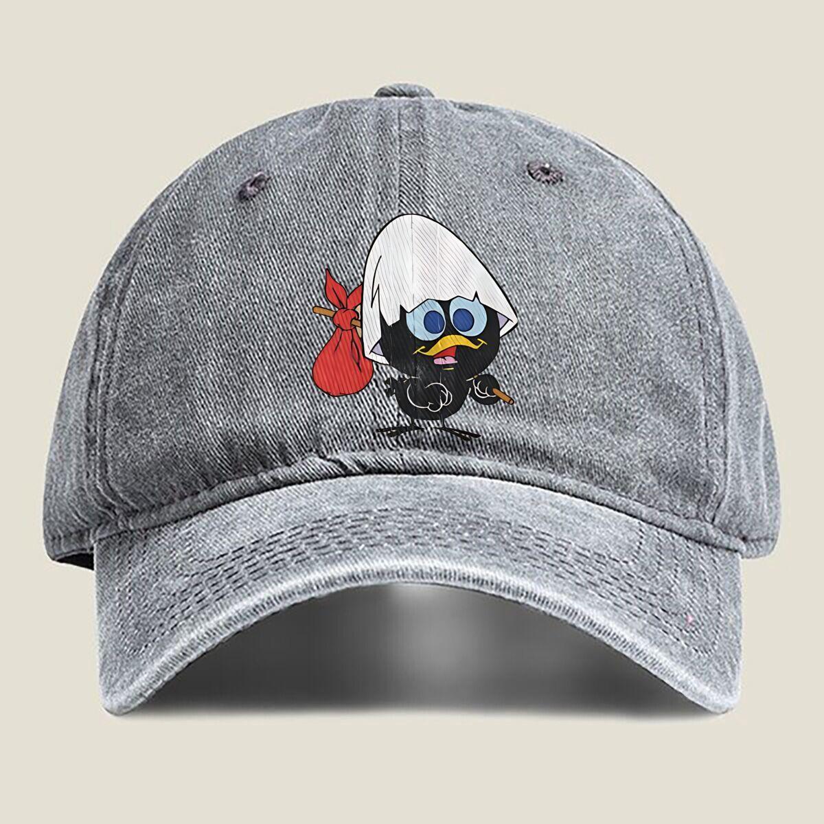 

Cartoon Bird with Rice Hat Fashion Washed Baseball Cap Hat Outdoor Activities One Size серый