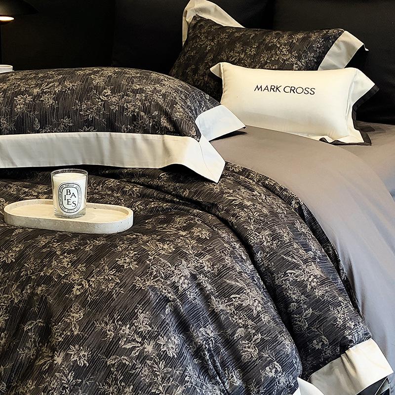 

Винтажный цветочный комплект пододеяльника из длинноволокнистого хлопка в коричневом, сером и желтом цветах 1.5m bed sheet set for 200*230cm quilt