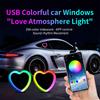 2 In 1 Car LED Ambient Light Neon LED Interior Light USB RGB Heart Shape Decoration Lights Atmosphere Light Car DIY Lamp APP