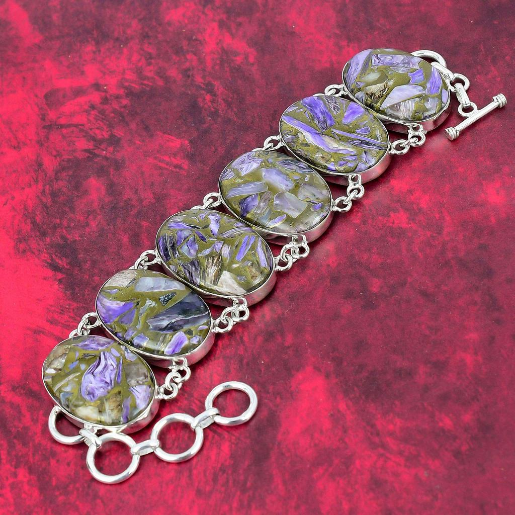 Copper Charoite Bracelet Jewelry,Gemstone 925 Solid Sterling Silver Jewelry,Handmade Beauteous Charoite Bracelet Gift For Love