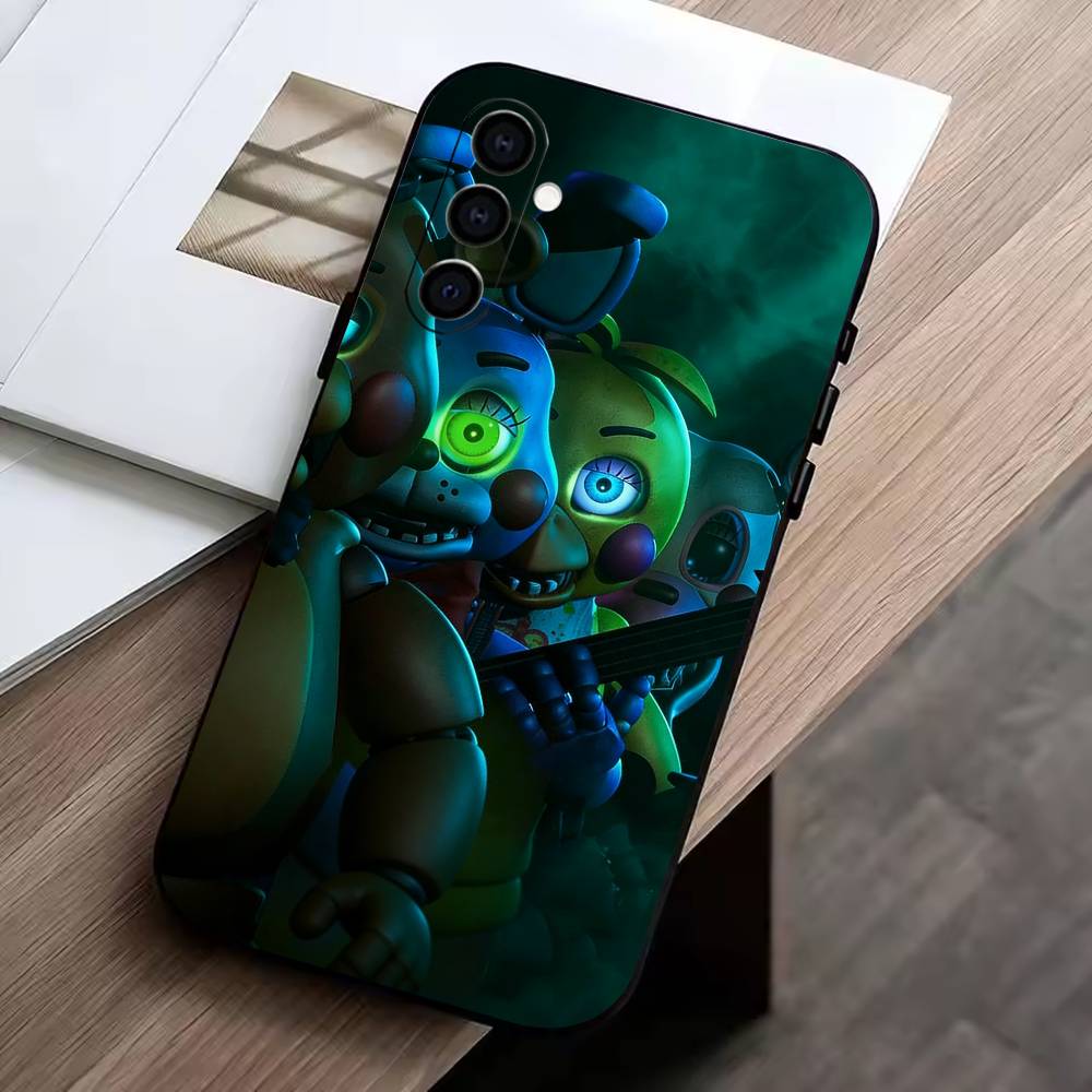 D-FNAF-T-Five-Nights-at-Freddy's Phone Case For Samsung Galaxy A73,A72,A71,A70,A53,A52,A51,Soft Silicone Black Cover