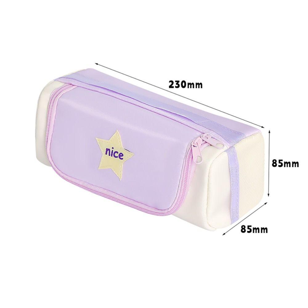 Star Pattern Pencil Case Zipper Design Stationery Storing Bag Stationery Organizer  School Office