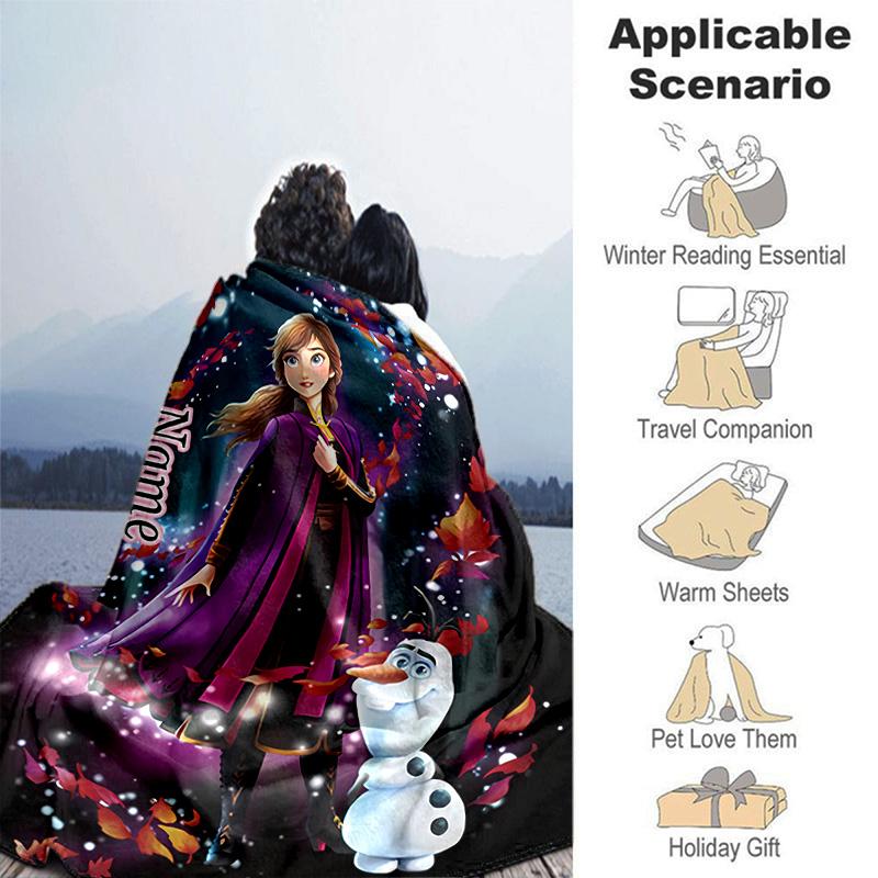 Custom 1pc Elsa's Frozen Adventure Blanket, Soft And Comfortable Blanket, Casual Warm, Camping Travel Blanket, Birthday Gift Q91072