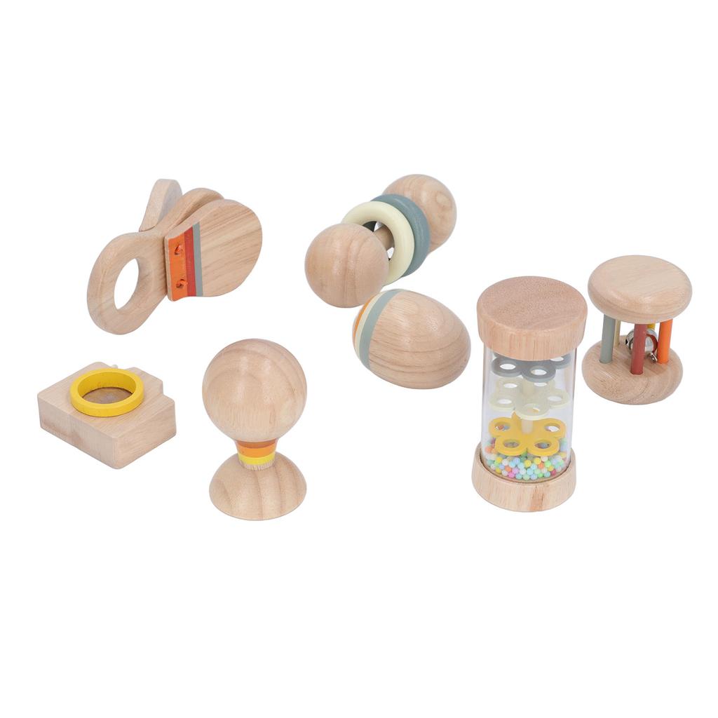 Children Early Educational Instruments Wooden Rattle Set Infant Grab Training Shake Rattle Set for