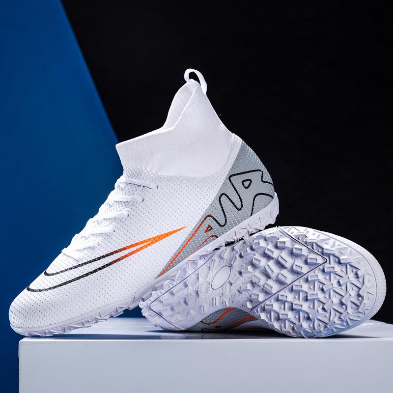 Nailed artificial turf football shoes training leather feet men's and women's shoes nailed students broken high-top teenagers and children's price