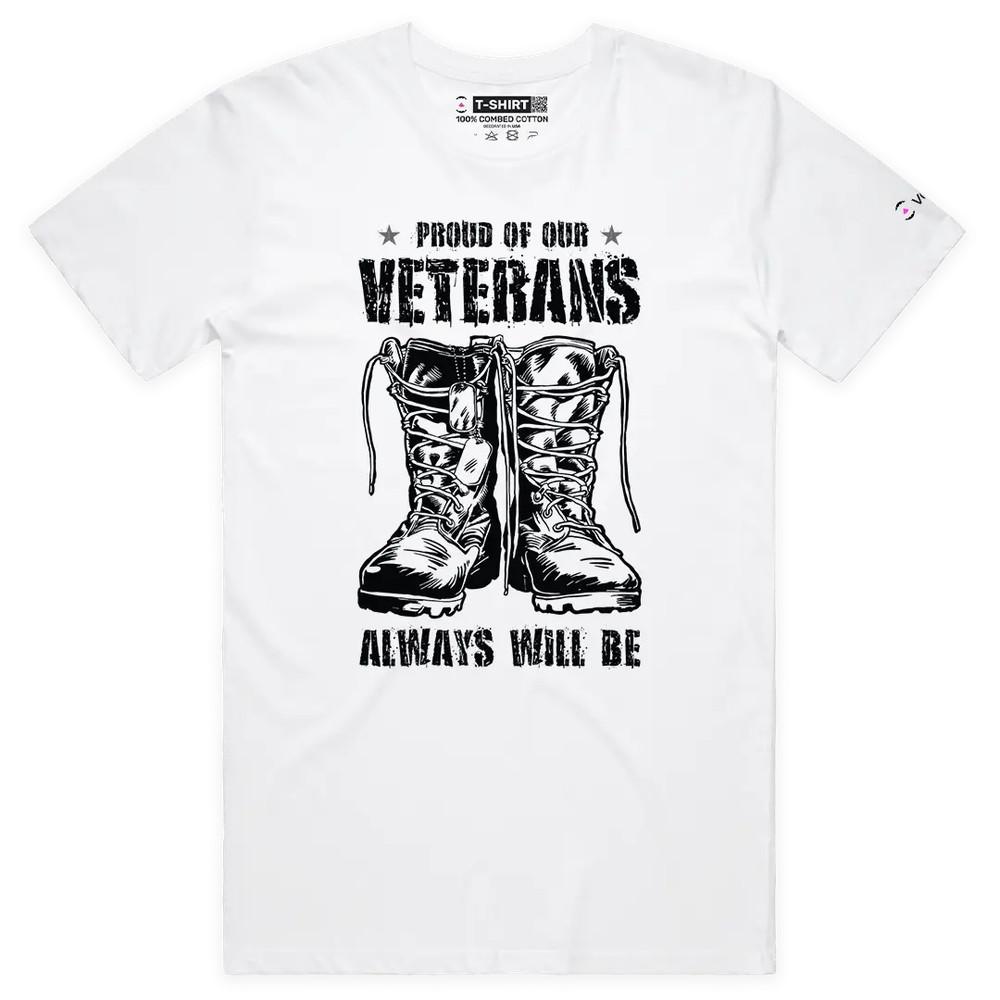 

VOICEART Proud of Our Veterans USA Independence Day Premium Graphic T-Shirt 3XL