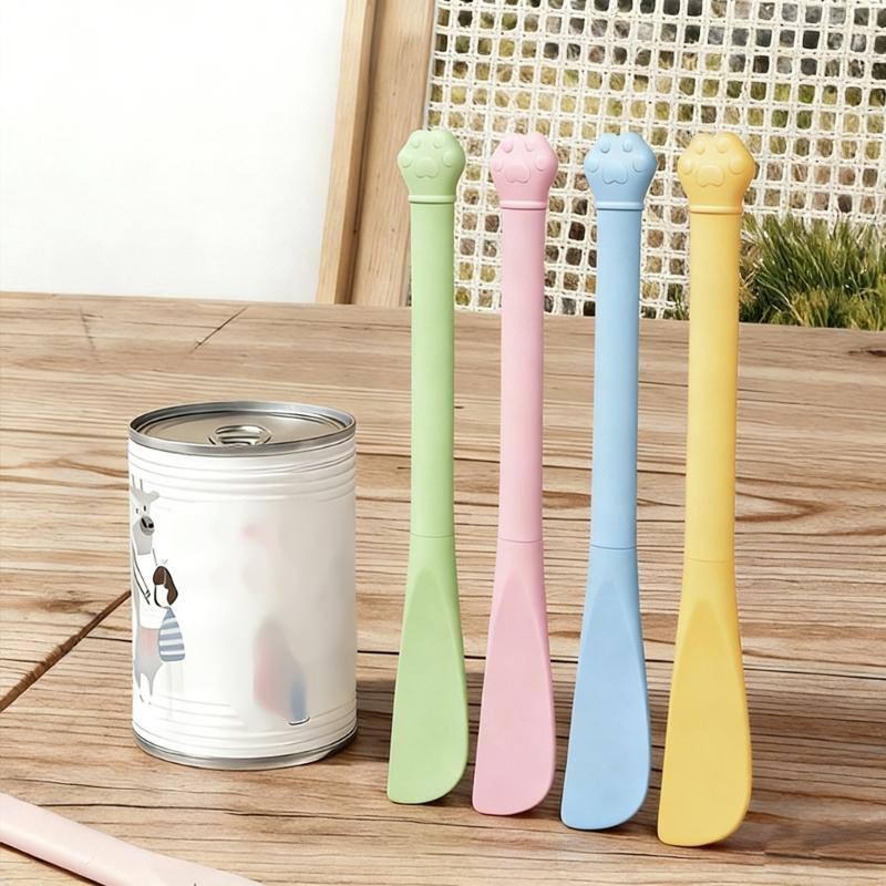 Multipurpose Pet Can Opener with Long Handle Cats Food Scrapers Tool For Deep Jars And Mess Without Feeding