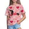 Children's Cartoon Sausage Puppy Print Cute Multi-color T-shirts Girls Fashionable Soft Comfortable T-shirt