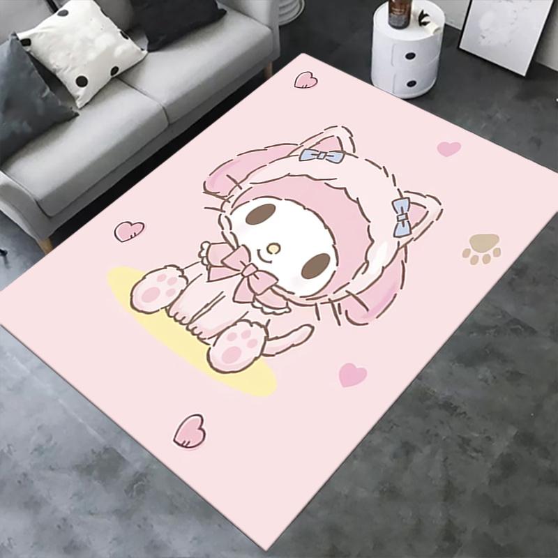 Office Rug Kawaii, My Melody Anti-Slip Rug, Machine Washable for Living Room, Bedroom, Office, Multiple Sizes, Bedroom Mat, Decorative Mat, Durable Ma