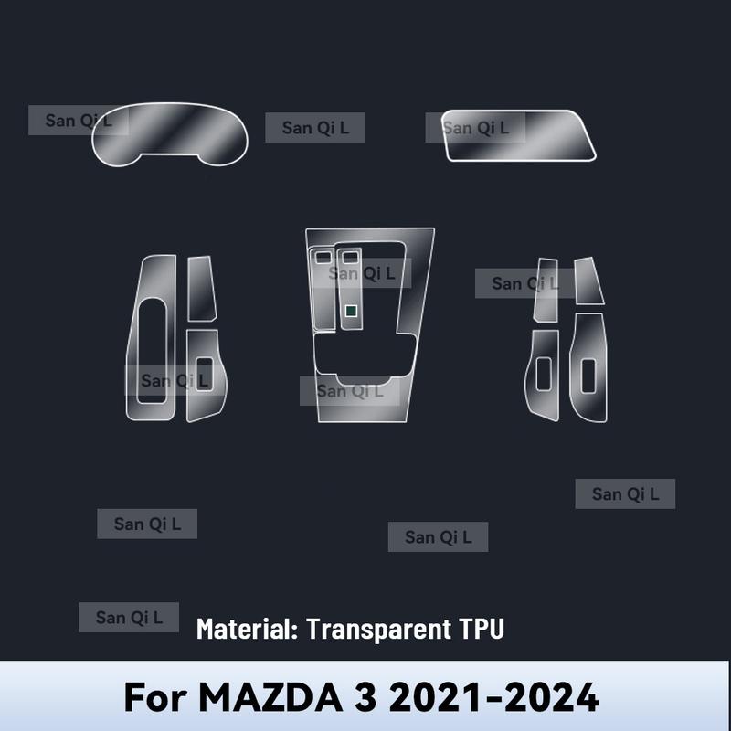 Transparent TPU For MAZDA 3 -2024 Car Center Console Media Dashboard Navigation Anti-scratch Protector Interior Film