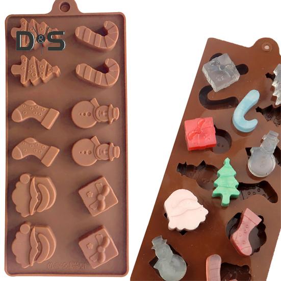 Forma na čokoládu nepřilnavá silikonová forma na pečení s vánočními prvky