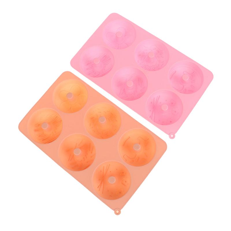 Silicone Donut Mold 6 Cavity Chocolate Mold Pastry Bread Cake Mould Non-Stick Dessert Mold Diy Baking Tray Doughnut Making Tool