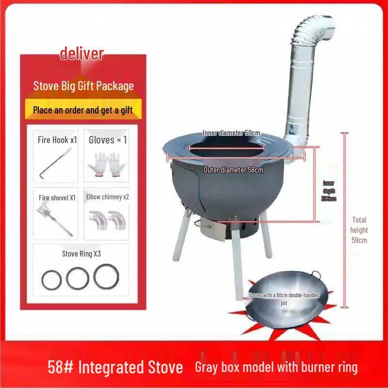 Portable Outdoor Wood-Burning Stove with Large Pot Stand