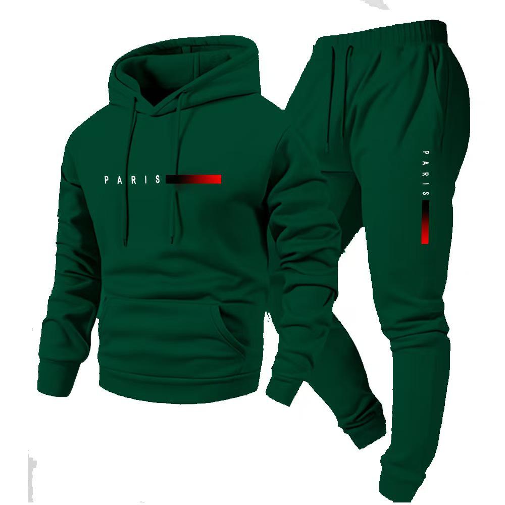2025 Men's Logo Pullover Hoodie & Pants Set - Long Sleeve, Loose Fit