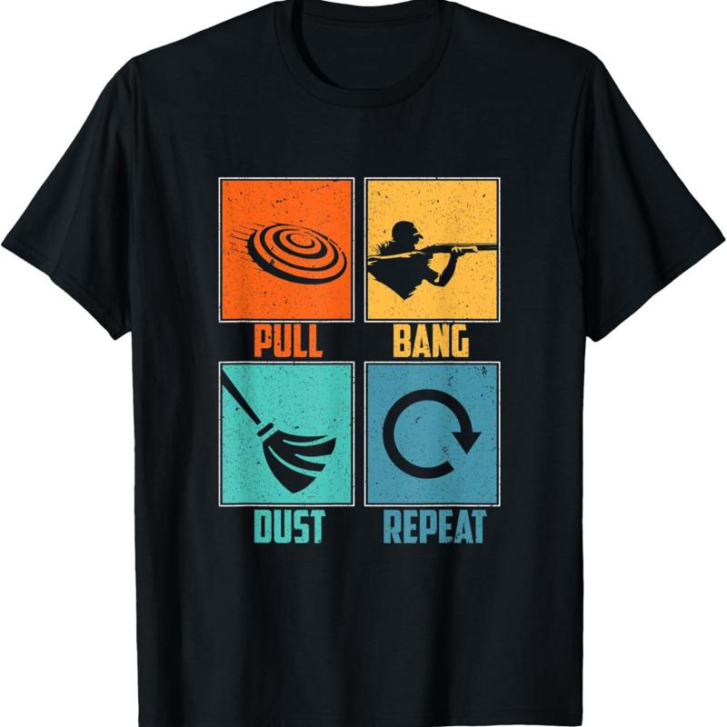 New Limited Skeet Target Shooting Clay Pull Bang Dust Repeat T Shirt Made In Usa