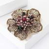 Vintage Heavy Industry Alloy Rhinestone Flower Brooch Medieval Ladies Suit Shawl Brooch Ornament Pin