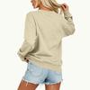Women's V-Neck Long Sleeve Loose Fit Pullover Sweatshirt with Pocket