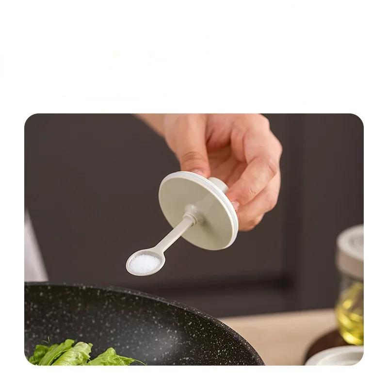 Outils d'assaisonnement, Combinaison de pots à épices, Couvercle cuillère intégré, Verre, Fournitures de cuisine, Salière, Bouteille à huile, Pot à assaisonnement