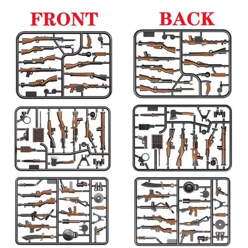 5/10 Zbraně vojáků z 2. světové války Stavebnice Dvoubarevný tisk Stroj Puška Samopal Odstřelovací pušky Vojenské příslušenství Kostky C238
