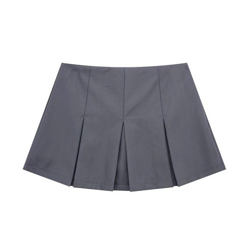 Za Spring New Arrivals Women's Clothing Zr European and American Style Fashion High Waist Slimming Wide Pleated Skirt Mini Skirt 7385524