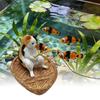 Fish Tank Decoration Cute Kitten Fishing Resin Statue Aquarium Decoration For Garden Pond Home Office Landscaping Outdoor
