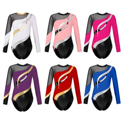 Kids Girls One Piece Leotard Shiny Rhinestone Decorated Gymnastics Jumpsuit Practice Outfits