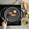 10 Inch Cast Iron Grill Pan Round Frying Pan Non-Stick Skillet Pan with Dual Handles for Open Fire and Gas Stoves
