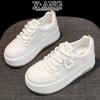 Leather platform white shoes children versatile heightening board shoes spring and summer new mesh breathable casual sports shoes
