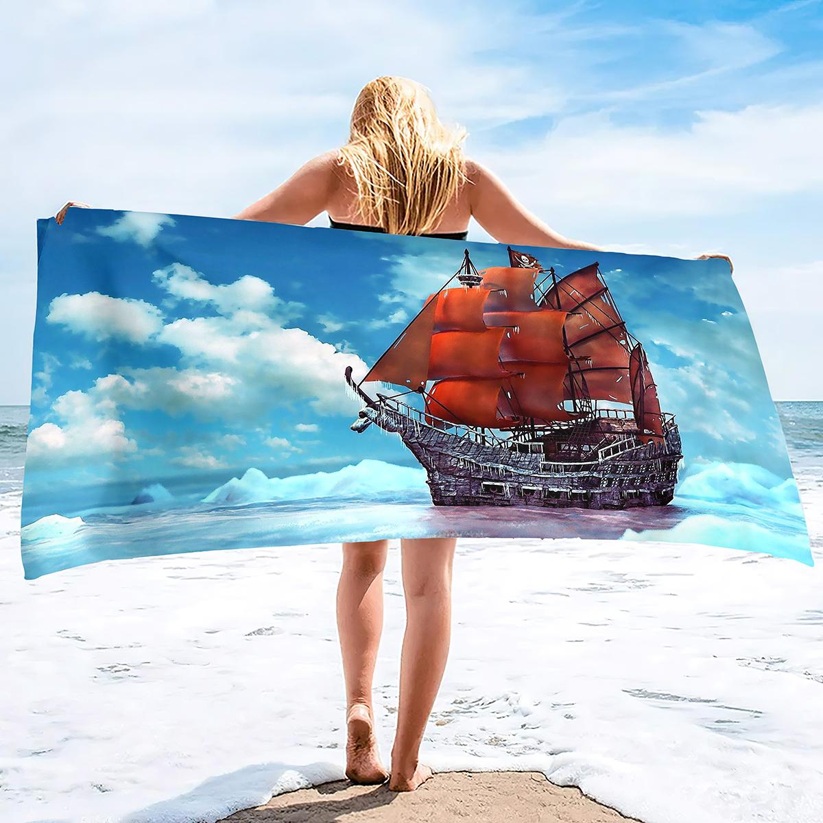 Jmg Household Supplies Light Pirate Ship Sand Free Beach Towel Swimming Pool Ultra Towel Sand Free Beach Towel Ultra-Fine Fiber