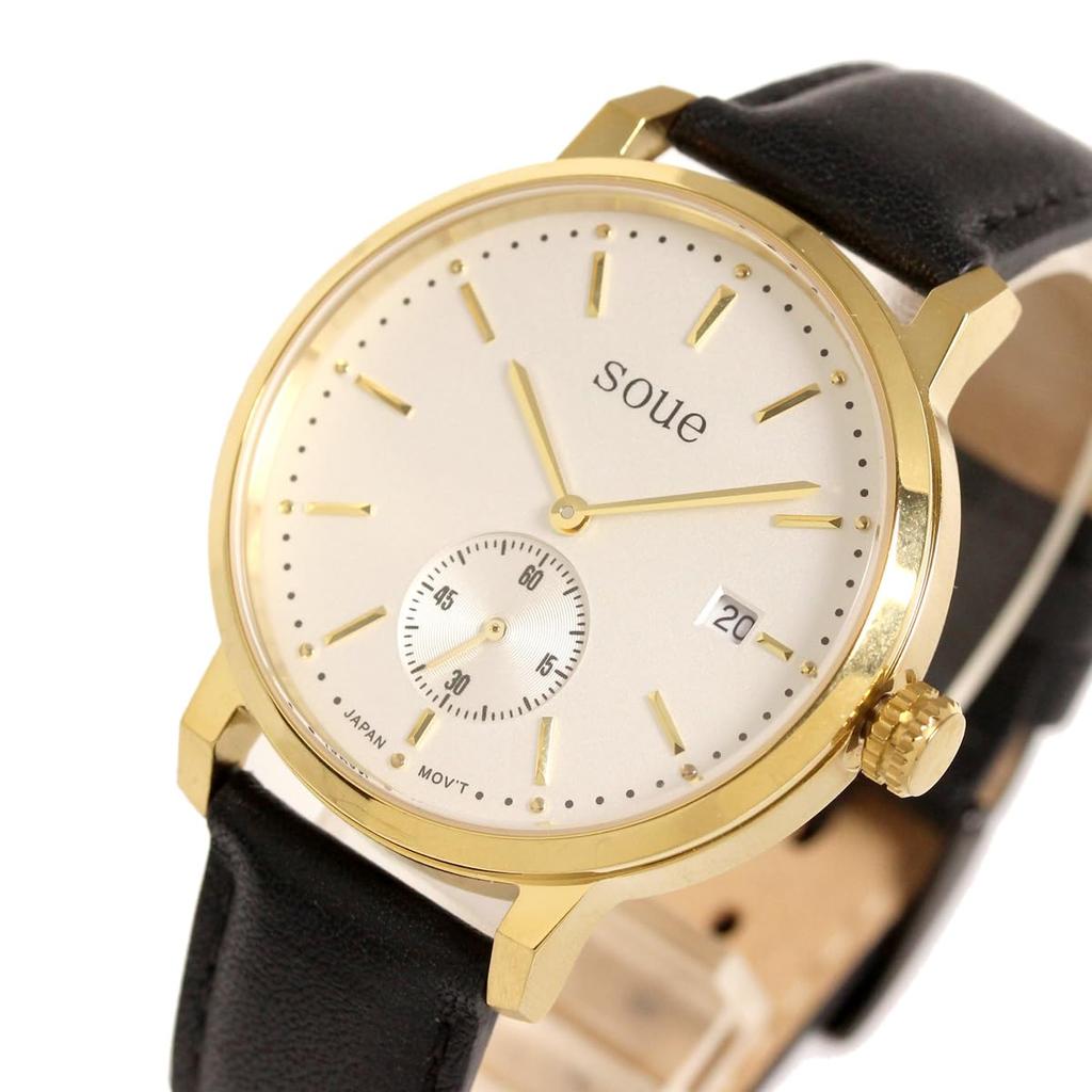 SOUE Paaruhr Classics Paaruhr Paar Paar 38mm Größe Ledergürtel Lederband Schwarz Gold Elfenbein Zifferblatt [SOUE] Damen Herren