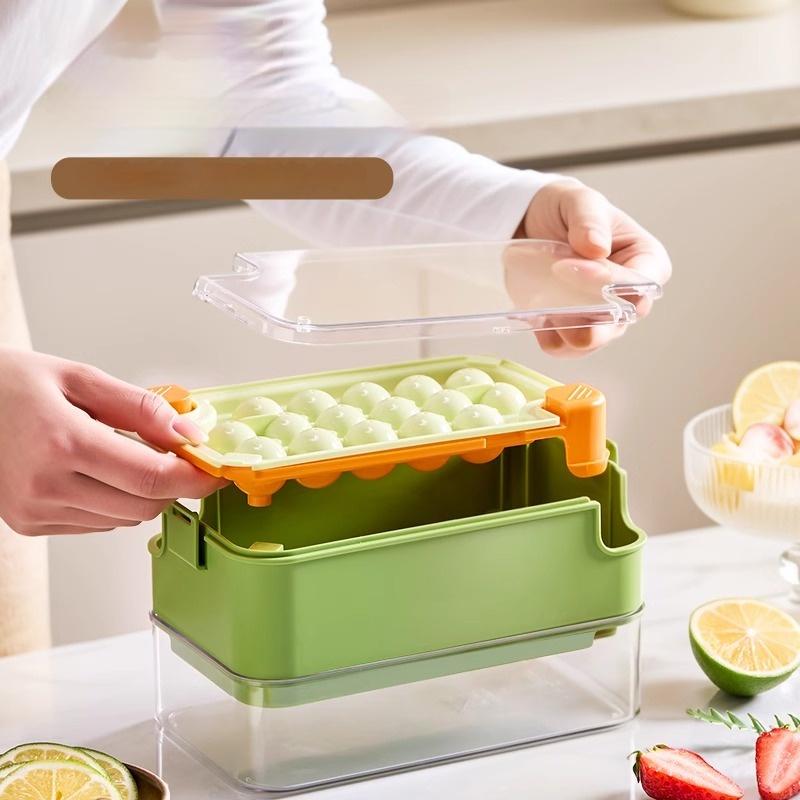 GIANXI Circular Ice Shape Plastics Ice Mould For Kitchen Summer Household Refrigerator Ice Cube Tray Portable 16 Grids Ice Box
