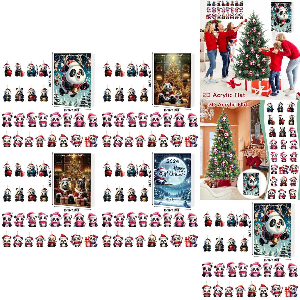 Christmas Countdown Blind Box With Adorable Panda Hanging Decor For Holiday Gift Giving