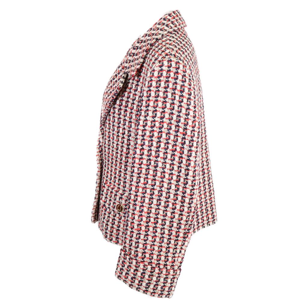 Gucci Excellent Condition 22 Year Semi-double Tweed Jacket Jacket 36 Red X Navy X whiteUsed