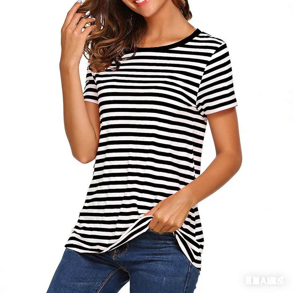Unisex gestreiftes Hemd Gestreiftes Karnevalskostüm T-Shirt Gestreiftes Hemd Baumwolle Kurzarm Gestreiftes Hemd Herren Damen Kostüm Seemannskostüm Rundhals