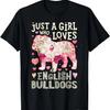 Anglický buldok Jen dívka, která miluje psa, květinový květinový T-shirt